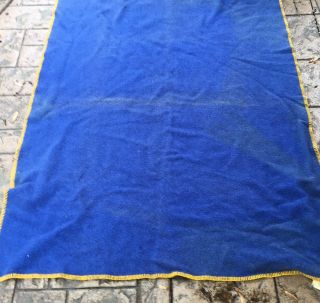 Vintage Faribo Pure Wool Faribault Woolen Mill Blanket 44 X 58 Bright Blue Gold