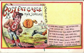 Rare 1878 Vintage Antique Baseball Victorian Trade Card Boss Pat Cases