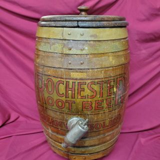 Antique Fountain Soda Beer Barrel Keg Bar Dispenser Rochester Root Beer