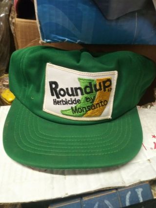 Vintage Roundup Herbicide Patch Green Trucker Snapback Hat Usa Made Upstream
