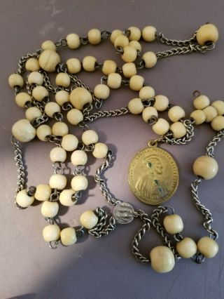 Antique Nuns Side Rosary,  Gorgeous Beads,  Hand Made 3