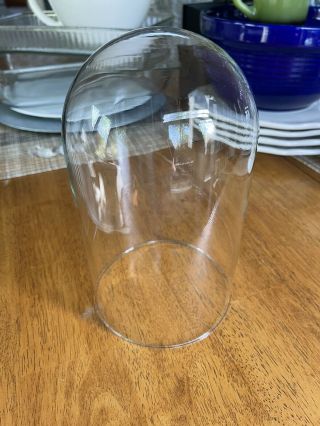 Vintage Glass Dome Bell Jar Clock Cloche Lid No Base 8” Tall 4 5/8” Wide Topper