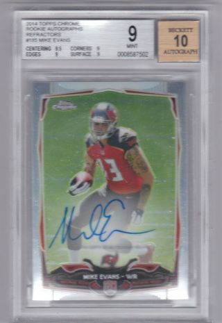 Bgs 9 2014 Topps Chrome Refractor Auto Mike Evans 64/150 Bgs 9 10