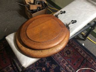 Antique Oak Toilet Seat With Brass Hardware
