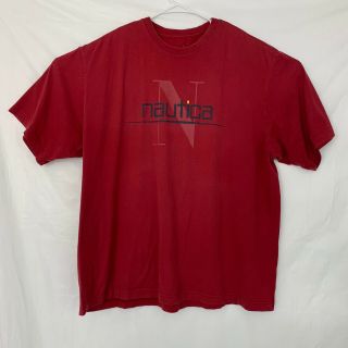 Vintage 1990s Nautica Big Logo Graphic Red Tee Shirt Mens Size Xl X - Large Vtg