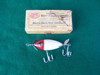 Vintage South Bend Bait Co.  Surf - Oreno With Re - Enforced Hardware Red/white Box