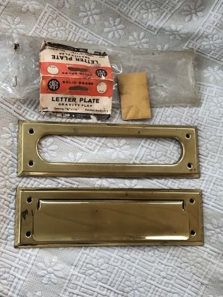 Safe Hardware Corp Solid Brass Mail Slot Letter Plate Flap Nib Nos Vintage