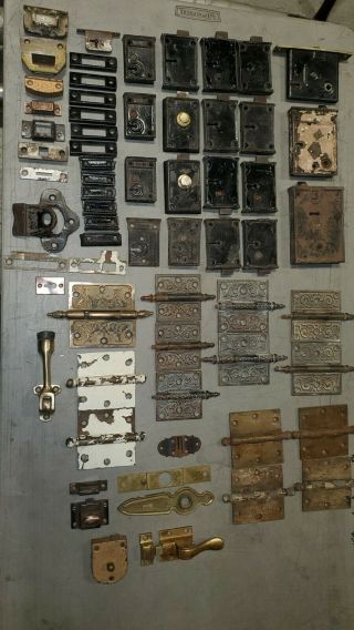 Antique Mortise Door Locks,  Ornate Hinges,  Door Stop Ect.  Qty.  63
