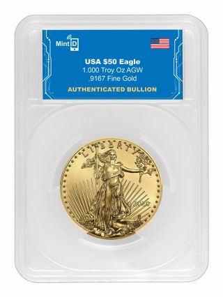 2020 1 Oz Gold American Eagle $50 Coin W/ Encrypted Nfc Microchip Mintid Holder