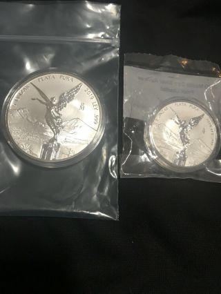 2019 Mexico 5oz And 2oz Silver Reverse Proof Libertads Set Only 1000 Minted