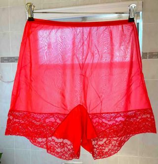 Vintage 70s Henson Kickernick Pettipants Panties Silky Sheer Nylon Lace Size7