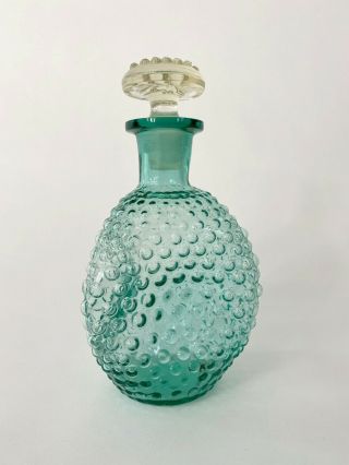 ⭕ 70s Vintage Bumpy Glass Bottle : Water Vase Flower Mid Century Lamp Table 60s