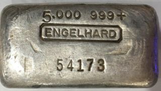 Rare Vintage 5 Oz Engelhard Bar Ingot Lower Serial Number Crisp Stamp