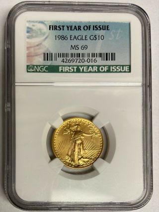 1986 $10 Gold American Eagle ✪ Ngc Ms - 69 ✪ 1/4 1st Year Issue Unc Bu