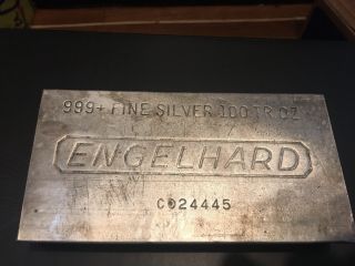 Engelhard 999,  Fine Silver 100 Troy Oz.  Bullion Bar