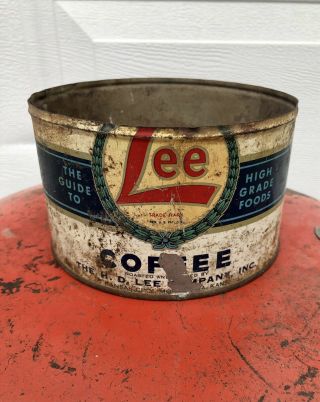 Antique Lee Coffee Tin Can H.  D.  Lee Mercantile Kansas City Mo Salina Ks Grocery