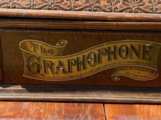 Antique Columbia Graphophone Type AT Early Phonograph w/ Horn 2