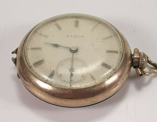Antique 1910 Elgin Rolled Gold Womens Hunter Case 15 Jewels Pocket Watch 4 Parts