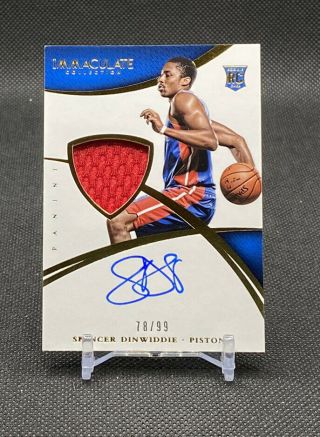 2014 - 15 Immaculate Spencer Dinwiddie Rookie Patch Auto Rpa Nets Pistons Rc