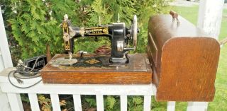 Antique 1910s White Rotary Sewing Machine W/ Case & Key Beauty - Not Singer