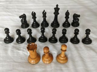 Antique Incomplete Size 5 Chess Piece Set Possibly By Ayres