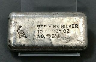 Vintage Ga Golden Analytical Poured 10oz 999 Fine Silver Ingot Short Chunky Bar