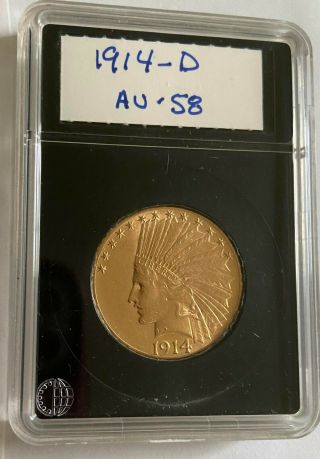 1914 - D U.  S.  Gold Indian Head $10 Dollar Eagle Coin Approx.  Uncirc.  Coin World