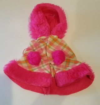Vintage Ideal Crissy Doll Coat,  Hot Pink Plaid With Hot Pink Faux Fur Coat