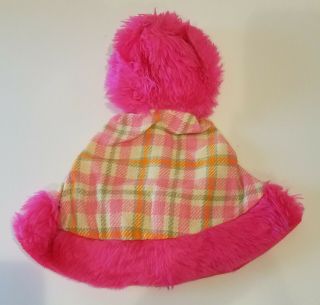 Vintage Ideal Crissy doll coat,  Hot Pink Plaid with Hot Pink Faux fur coat 2