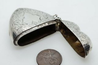 ANTIQUE ENGLISH SILVER HEART SHAPED VESTA CASE / MATCH SAFE by W H HASELER c1904 5