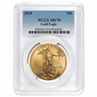 2019 $50 American Gold Eagle 1 Oz.  Pcgs Ms70 Blue Label