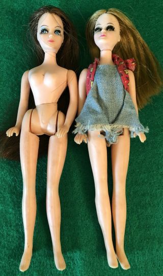 2 Vintage Topper Corp 6.  " Dolls Hong Kong,  Bend Legs,  Real Eye Lashes,