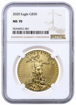 2020 1 Oz Gold American Eagle $50 Ngc Ms70 Brown Label Sku59581
