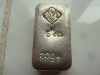 Johnson Matthey 5 Oz.  Silver Bar/ingot Poured Bar Rare 500 3