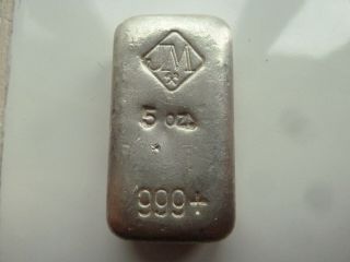 Johnson Matthey 5 Oz.  Silver Bar/ingot Poured Bar Rare 500 4