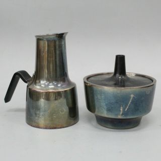 Cohr Denmark Vintage Mid Century Modern Sugar & Creamer Bowl Silverplated Epns