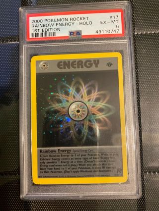 2000 Pokemon Team Rocket 1st Edition Rainbow Energy 80 Psa 6