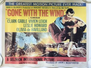 Vintage " Gone With The Wind " Movie Poster / Ca.  1960s / Clark Gable
