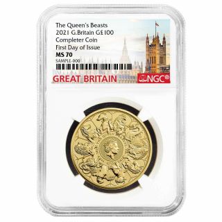 2021 U.  K.  100 Pound 1 Oz Gold Queen 