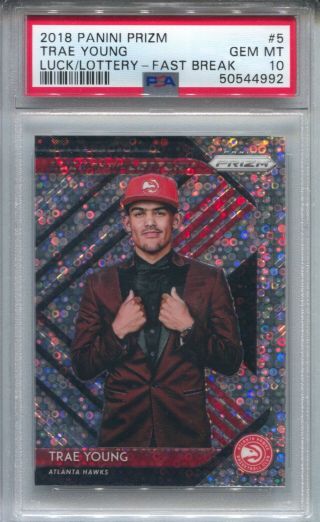 Trae Young Psa 10 2018 Panini Prizm Basketball 5 Rookie Luck Lottery Fast Break