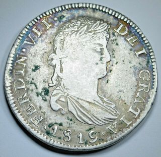 1819 Ag Mexico Silver 8 Reales Antique Vf - Xf Colonial 1800 