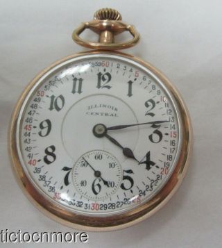 Antique Illinois Central Grade 606 Montgomery Railroad Dial 21j 16s Pocket Watch