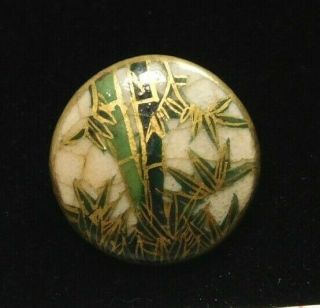 Antique Vtg Button Small Bamboo Satsuma Pottery J8