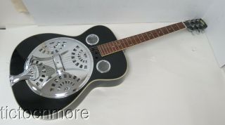 Vintage Regal Black Resonator Acoustic Guitar W/ Soft Case