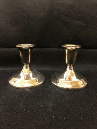 Vintage (set Of 2) Sterling Silver Weighted Candle Holders Japan