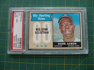 Baseball Card 1968 Topps Hank Aaron All Star Psa 8.  5