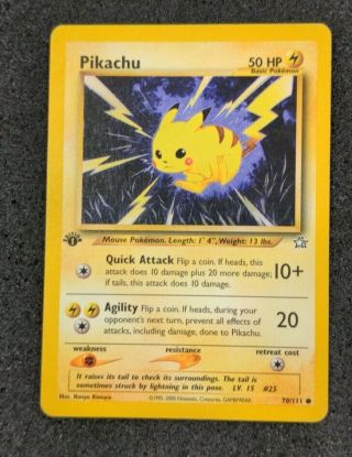 Pikachu 70/111 1st Edition Lp Neo Destiny Non - Holo Pokemon Card