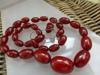 Lovely String Os Antique Cherry Red Amber Bakelite Beads 30.  7gm