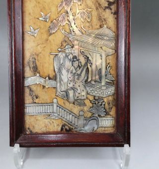 A very fine Chinese 18C wood/mother of pearl plaque - Qianlong 2
