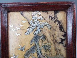 A very fine Chinese 18C wood/mother of pearl plaque - Qianlong 4